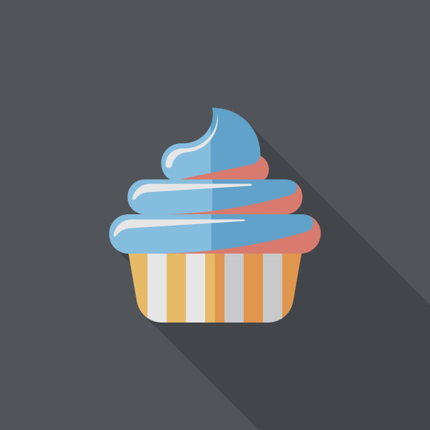 生日蛋糕与长影子的扁平图标，eps10图片下载