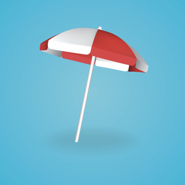 红色和白色的沙滩伞。矢量插图。图片下载