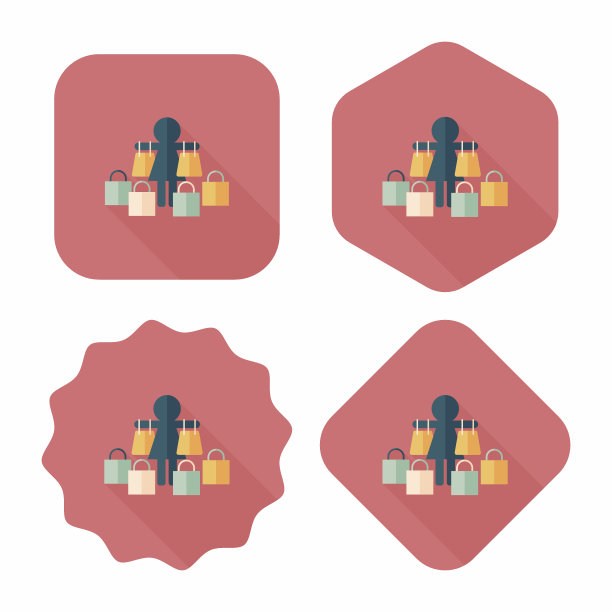 销售购物狂平面图标与长阴影，eps10图片下载