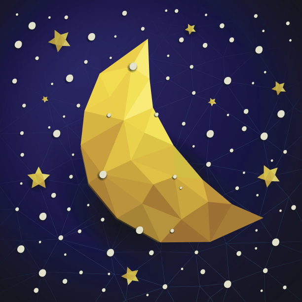 矢量三角形新月，雪和星星图片下载