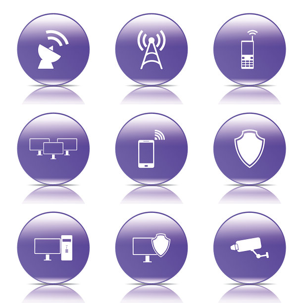电信通信紫色矢量按钮图标设计集图片下载