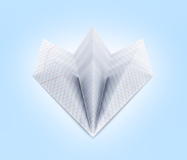 纸飞机与图形纸在蓝色梯度背景前视图3d图片下载