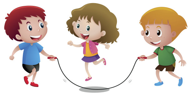 三个孩子在玩跳绳图片下载