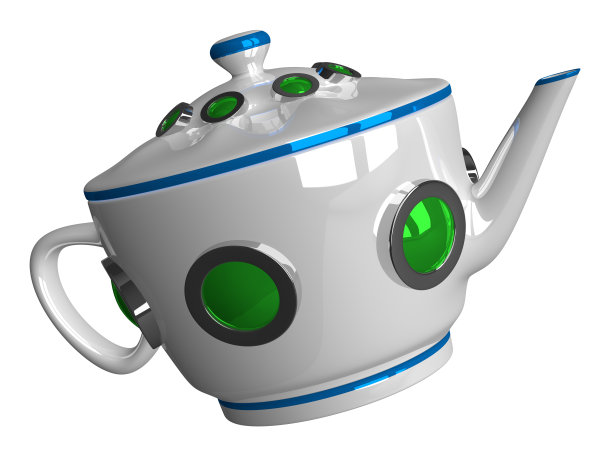 飞天茶壶孤立在白色图片下载