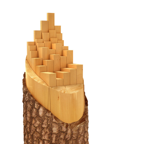 从原木上切下的木材。三维演示图片下载