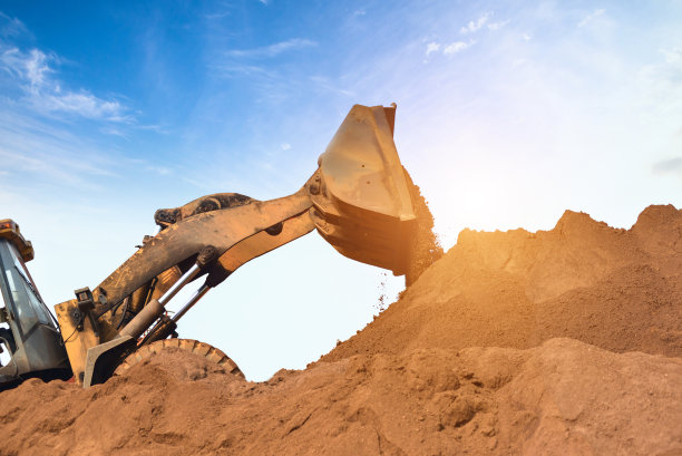 工地挖掘机的特写镜头图片下载