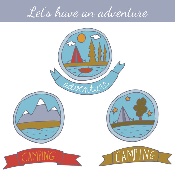 一套涂鸦露营徽章图片下载