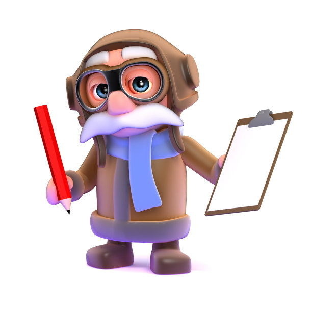 3d飞行员与一个剪贴板和铅笔图片下载