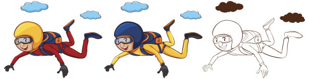 一个人画了三幅降落伞草图图片下载