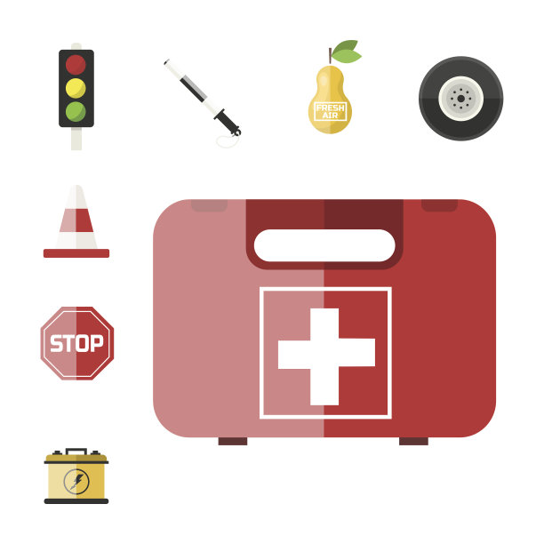 汽车运输载具图标符号：车辆设备与汽车驾驶员工具矢量素材图片下载