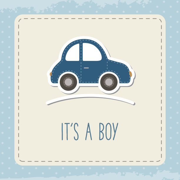 宝贝男孩车卡。这是一个男孩。婴儿问候cad。图片下载