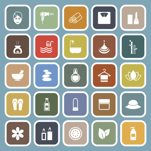 美丽的平面图标上的蓝色背景图片下载