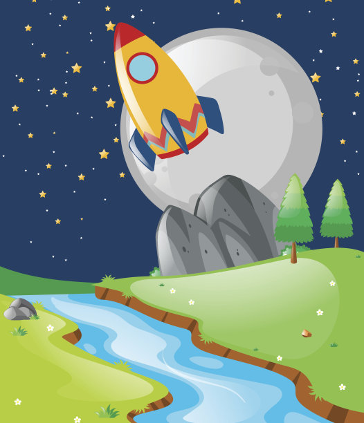 宇宙飞船在天空中飞行的自然场景图片下载