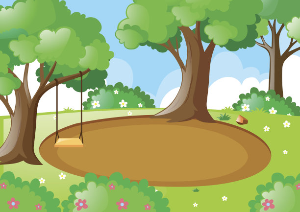 树上有秋千的公园景色图片下载