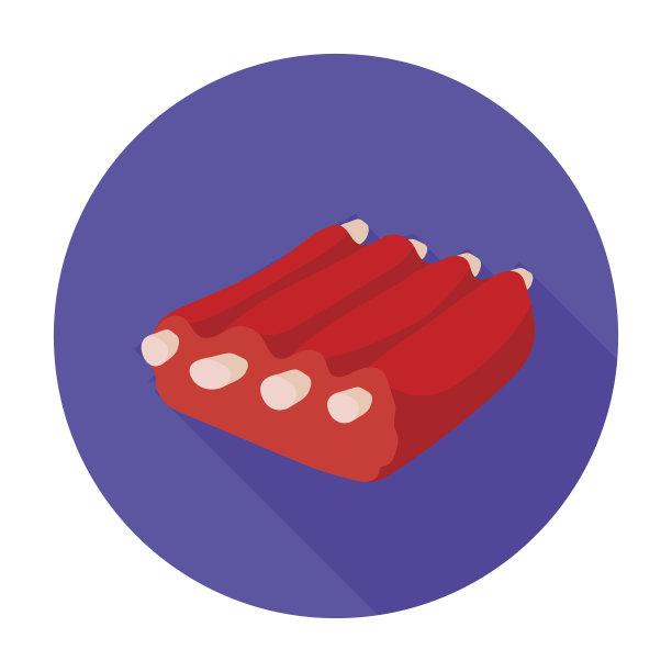 排骨图标在平风格孤立在白色背景。肉类符号股票矢量插图图片下载