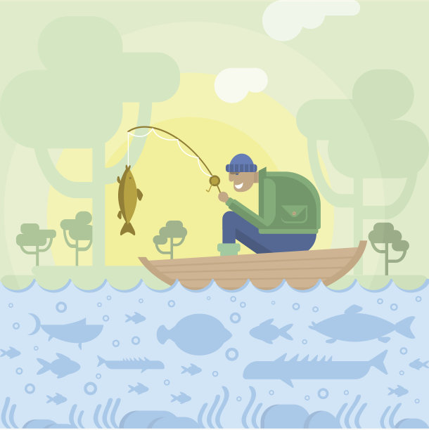 渔民在船和鱼图片下载