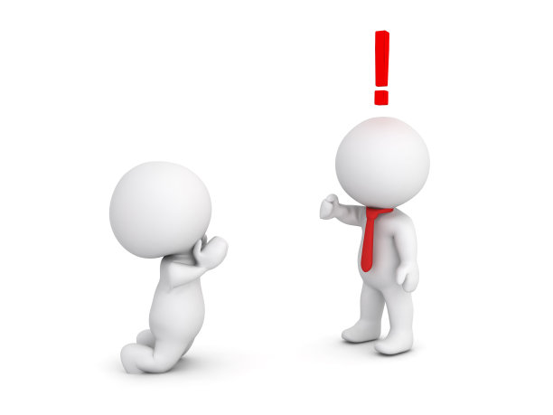 3D角色在愤怒的老板面前乞求和卑躬屈膝图片下载