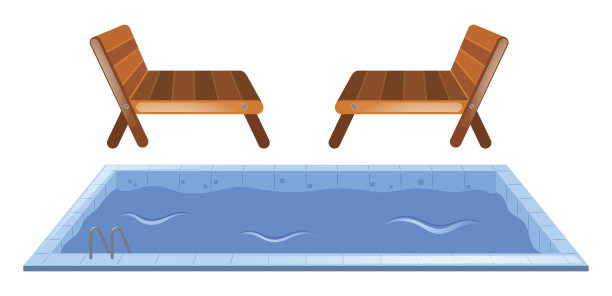 小游泳池和两个座位图片下载