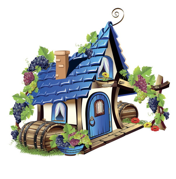 带酒桶的酒屋图片下载