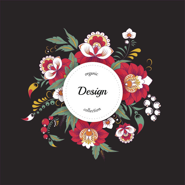 股票矢量圆框架。嘟嘟可爱的花朵。花环插图图片下载