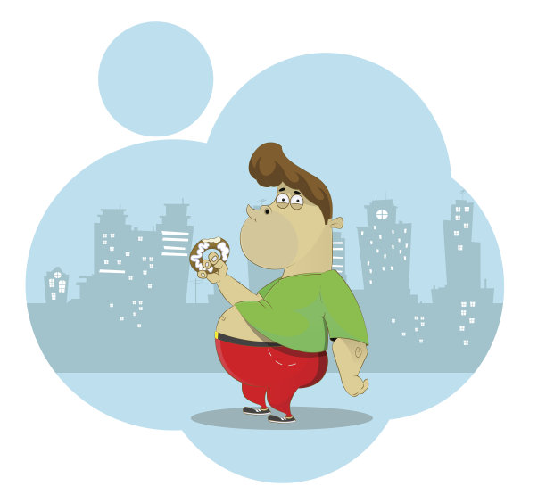 胖呆子在吃甜甜圈。图片下载