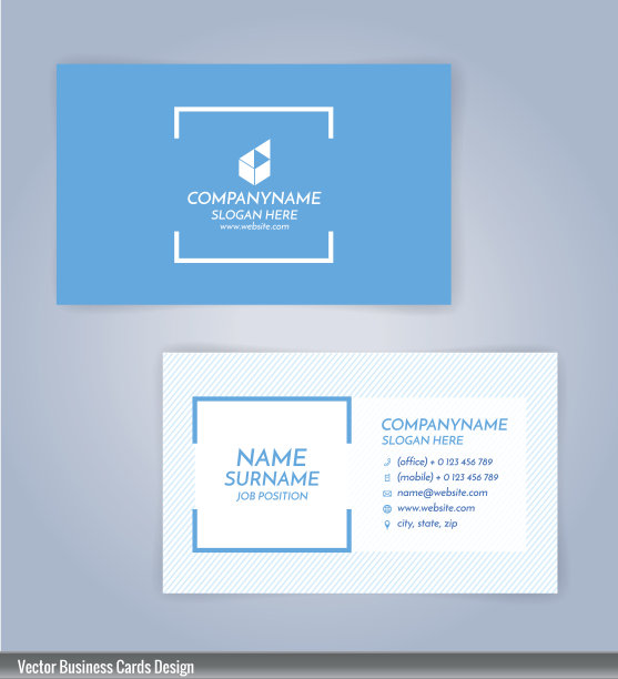 蓝白色现代名片模板图片下载