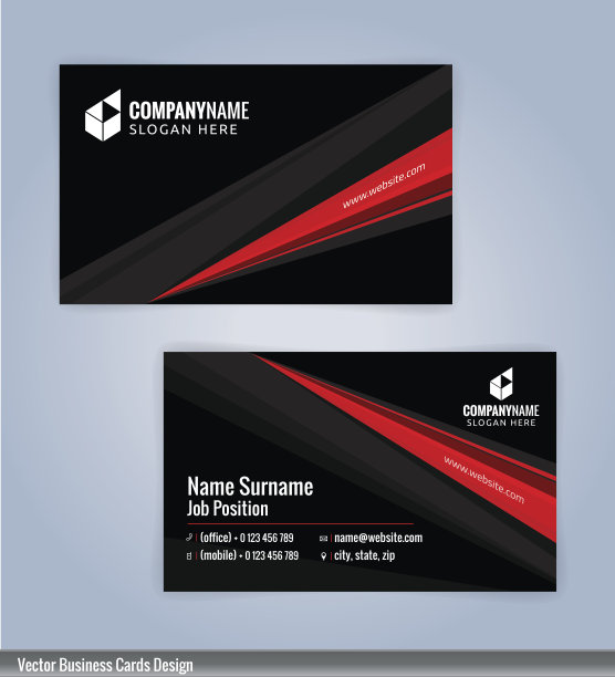 红色和黑色现代名片模板图片下载
