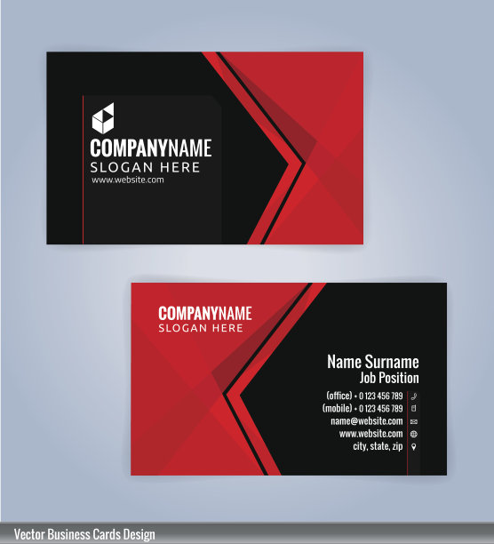 红色和黑色现代名片模板图片下载