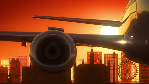 维也纳奥地利飞机起飞天际线金色背景图片下载