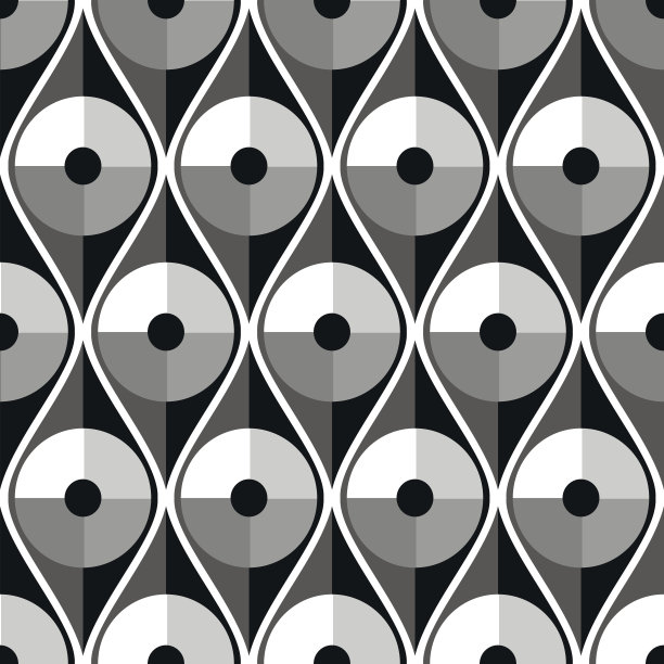 无缝矢量抽象金属图案。黑白几何对称重复背景。图片下载