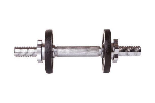 铬金属哑铃隔离在白色图片下载