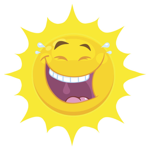 笑黄色太阳卡通表情脸字符与微笑的表情图片下载