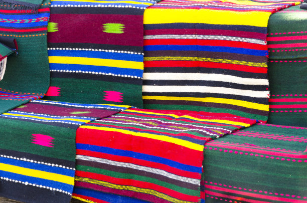 橙色和绿色主题阿拉伯萨都编织中东传统地毯纹理图片下载