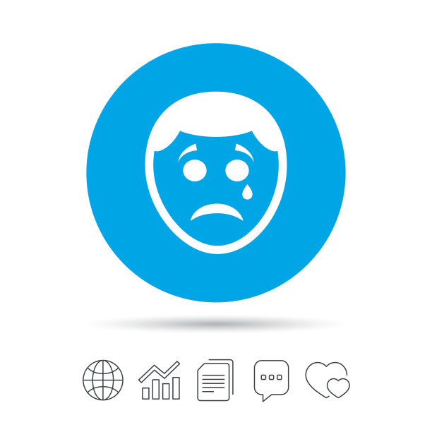 悲伤的脸上带着泪痕的图标。哭泣的象征。图片下载