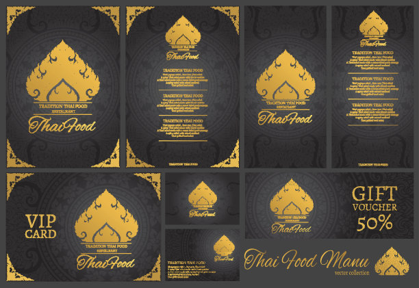 矢量泰国菜餐厅菜单模板。泰国传统背景图片下载