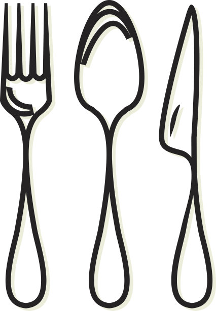 餐具，勺子，叉子和刀图标图片下载