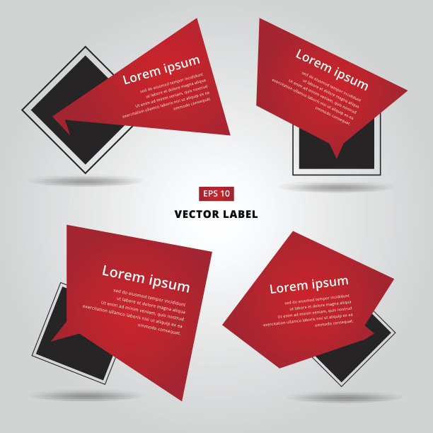 销售矢量平面横幅标签集。卡片材料设计风格。透明的黑色，最小的红色。图片下载