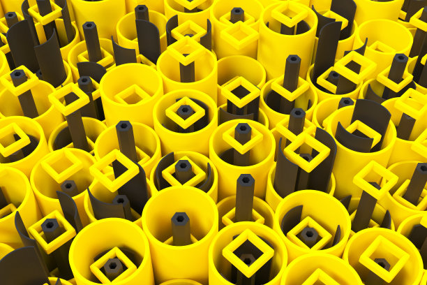 彩色管的图案，重复的方形元素，黑色六边形和表面图片下载