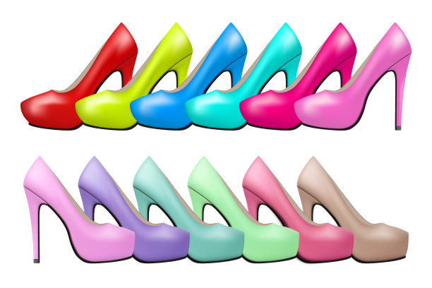 明亮的现代和复古高跟鞋女人的背景图片下载