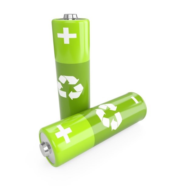 3D渲染绿色电池在白色的背景图片下载