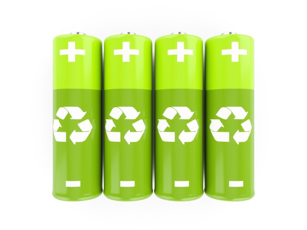 3D渲染绿色电池在白色的背景图片下载