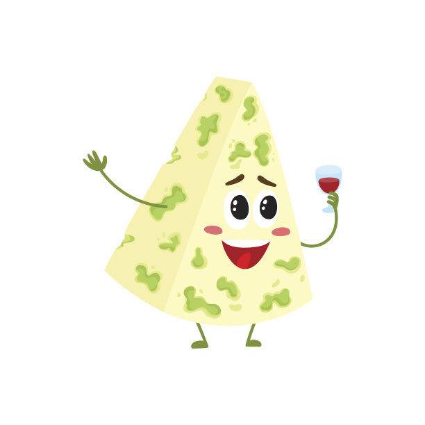 滑稽，微笑，快乐的蓝奶酪人物拿着酒杯图片下载