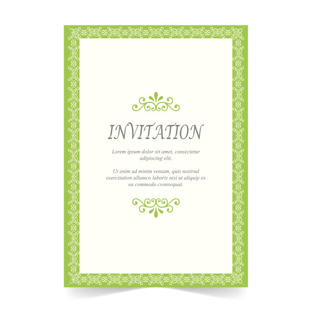 邀请卡，用绿色装饰的婚礼卡图片下载