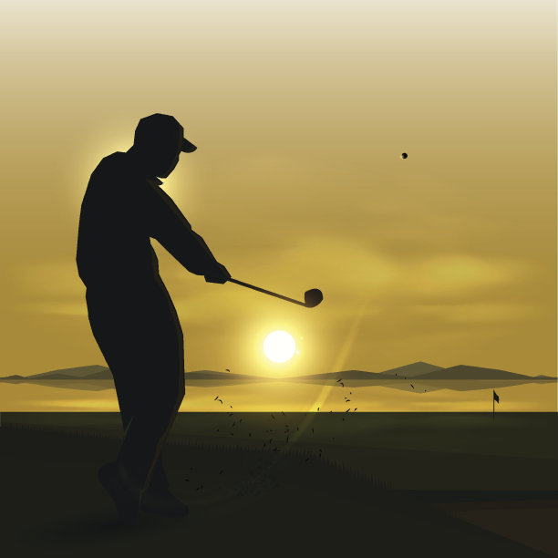高尔夫球手挥杆的轮廓图片下载