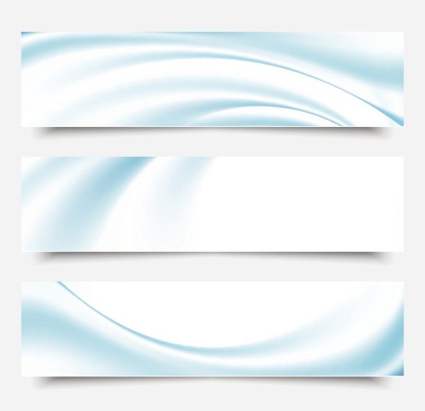白色背景上的蓝色波浪和线条。的横幅。抽象矢量波烟素材图片