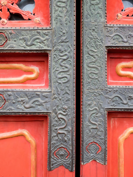 古老的东方金属镀金与龙的主题图片下载