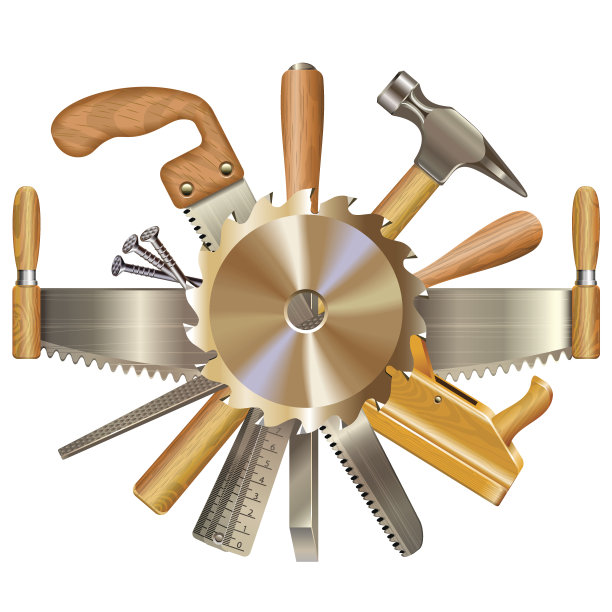 矢量锯条与复古工具图片下载