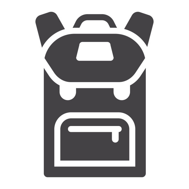 双肩包固体图标，教育和学校，矢量图形，白色背景上的填充图案，eps 10。图片下载