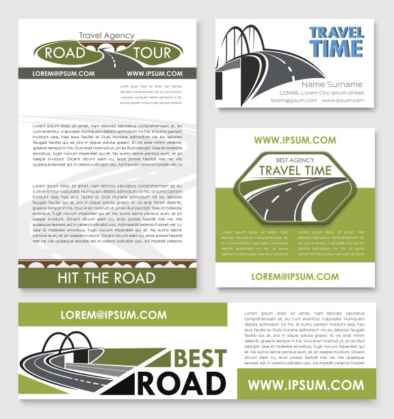 公路旅行海报，汽车旅行横幅模板集图片下载