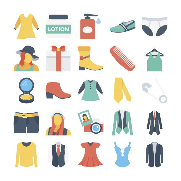 时尚和衣服颜色矢量图标4图片下载